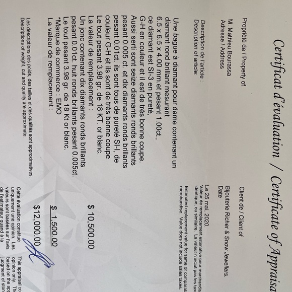 Bague de fillancaile 18k or blanc - Picture 6 of 6